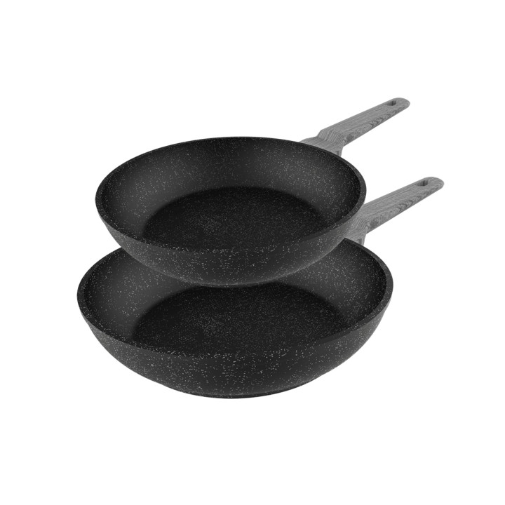 Cecotec Polka Exclusive Wood and Rock Pack de 2 Sartenes de Aluminio de 20 y 24cm - Mango de Baquelita - Teflon Antiadherente -