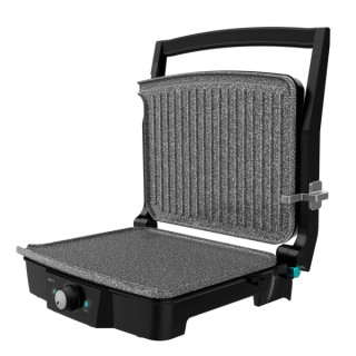 Cecotec Rock’nGrill 2000 Stone Ceramic MixandGrill Parrilla Electrica - 2000W - Antiadherente - Grill y Plancha - Apertura 180º
