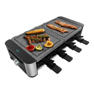 Cecotec Cheese and Grill 16000 Inox AllStone Raclette - 1400W - Placa de Piedra Natural - Superficie 40x22cm - Termostato - 8 Sa
