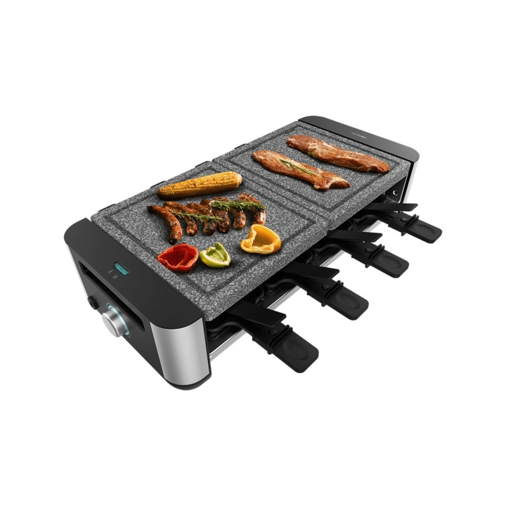Cecotec Cheese and Grill 16000 Inox AllStone Raclette - 1400W - Placa de Piedra Natural - Superficie 40x22cm - Termostato - 8 Sa