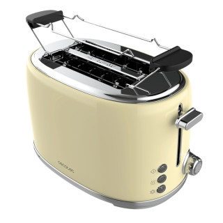Cecotec Toast and Taste 1000 Retro Double Tostadora de Doble Ranura - 980W - Ranura Ancha - Acero Inoxidable - Autocentrado - Ba