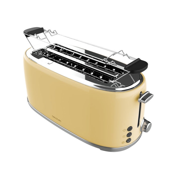 Cecotec Toast and Taste 1600 Retro Double Tostadora de Doble Ranura Larga - 1630W - Capacidad para 4 Rebanadas - Ranura Ancha -
