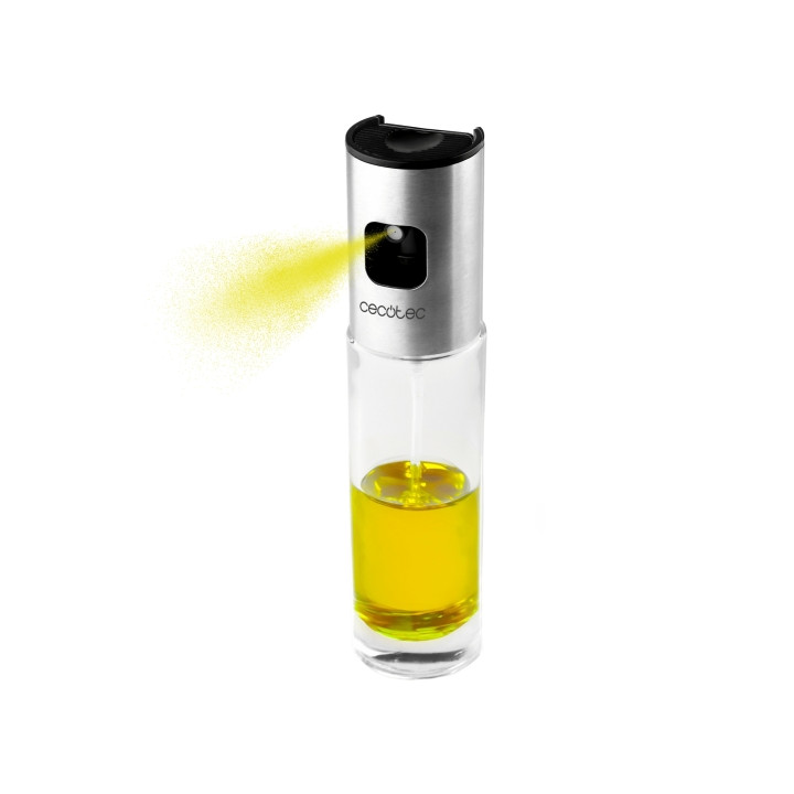 Cecotec Polka Aceitera con Spray - Dosis Precisa - Resistente y Anticorrosiva - Cuerpo de Vidrio Transparente - Ligera y Comoda