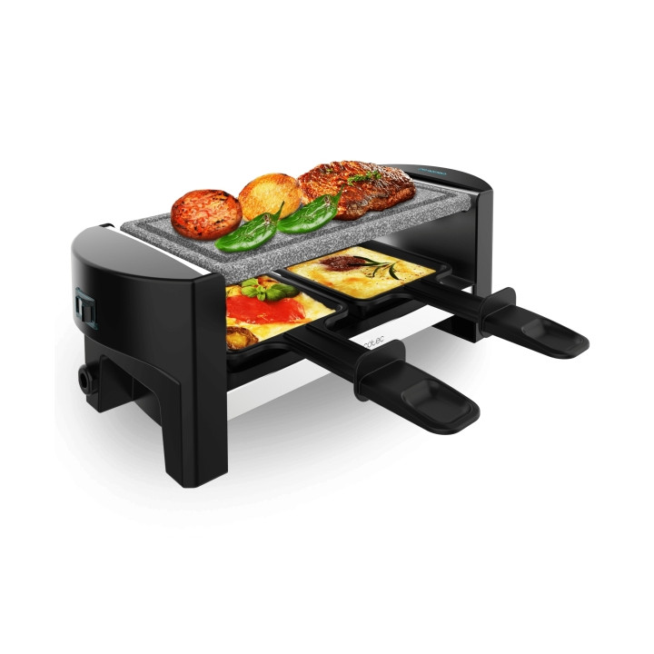Cecotec Cheese and Grill 3200 Pocket AllStone Raclette - Potencia de 320W - Ideal para 2 Personas - Placa Piedra Natural - Compa