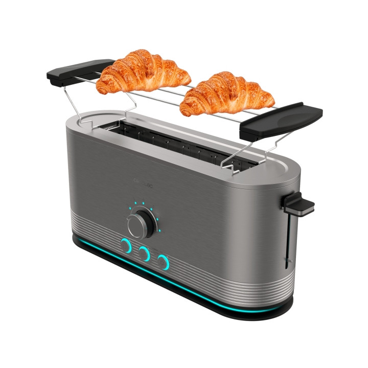 Cecotec ShineandToast Extra Tostadora de Ranura Larga - Potencia de 1050W - Aviso Luminoso - Ranura Ancha hasta 3.8cm - Acabado