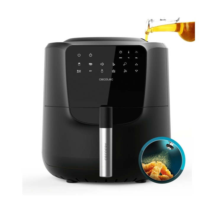 Cecotec Cecofry Rain Freidora sin Aceite - 1550W - Autodosificador de Aceite - Capacidad 5.5L - Panel Multifuncion - 8 Menus Pre
