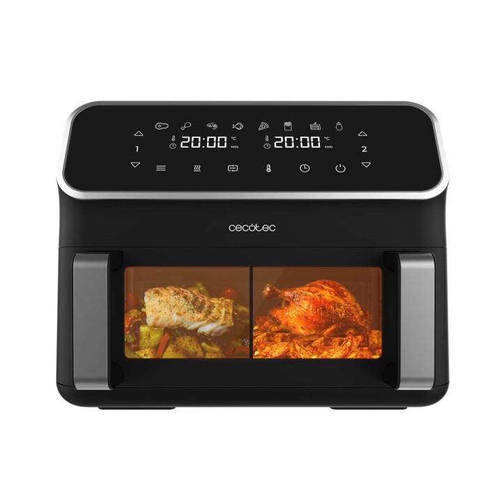 Cecotec Cecofry Panoramic 9000 Feidora sin Aceite Doble - 2700W - Capacidad de 9L - Cubeta Divisible - Ventana de Visualizacion