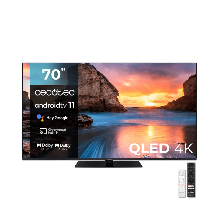Cecotec V1+ series VQU11070Z+S Televisor Smart TV de 70" QLED 4K - Alto Contraste - Android 11 - HDMI 2.1 con ALLM - Dolby Visio