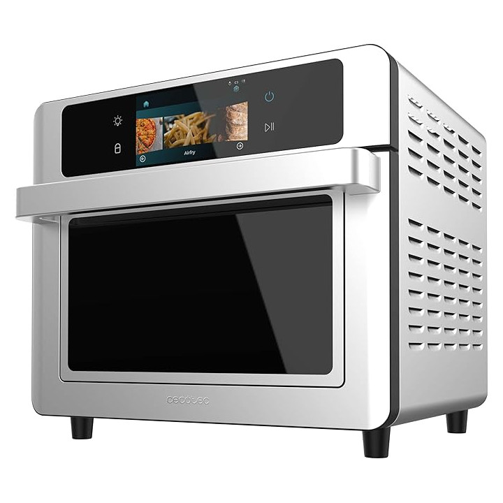 Cecotec Bake&Fry 3000 Touch Steel Connected Horno con Funcion Freidora sin Aceite - 1700W - Capacidad de 30L - Pantalla Tactil -