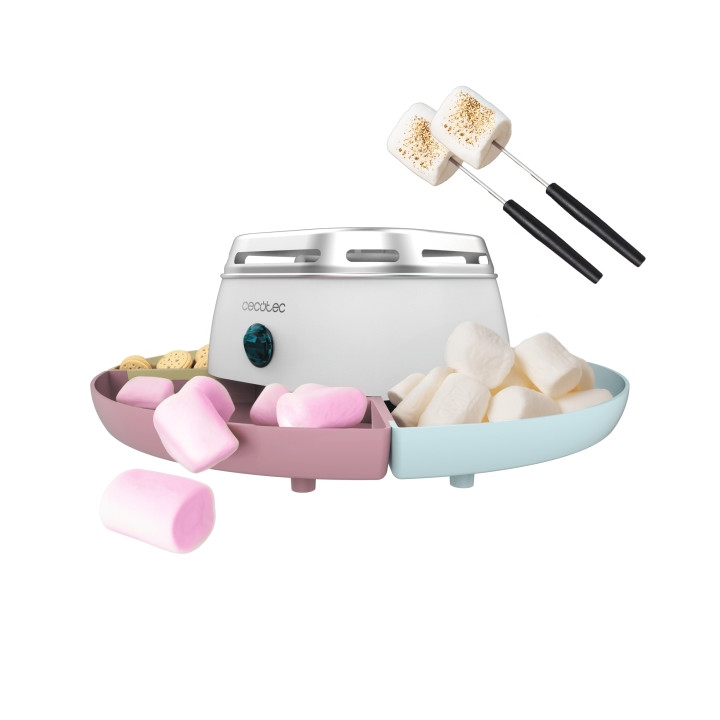 Cecotec Fun and Sugar Marshmallow Maquina para Calentar Malvaviscos - 270W - Seguro - 2 Tenedores Metalicos - Compartimentos Des