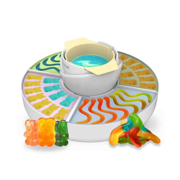 Cecotec Fun and Sugar Gummy Maquina para Hacer Golosinas - Potencia de 40W - Fondue de Chocolate - Incluye 4 Moldes de Silicona
