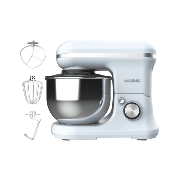 Cecotec Cecomixer Merenge Batidora Amasadora - Bol de Acero Inoxidable 5L - Movimiento Planetario - 6 Niveles - Vintage Cromado