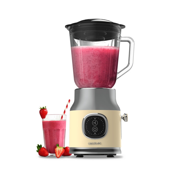 Cecotec RetroTwist Batidora de Vaso - Potencia de 800W - Jarra de 1L - Cuchillas de Titanio - Funcion Pulse - Motor de Cobre - C