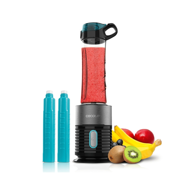 Cecotec Power Titanium 650 EasyGo Batidora de Vaso - 650W - Cuchillas de Titanio - 2 Vasos Portatiles de 600ml - Tubos Refrigera