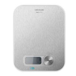 Cecotec Cook Control 10200 EcoPower Inox Bascula de Cocina - Funciona sin Pilas - Precision de 1gr - Peso Max. 8kg - Pantalla LC