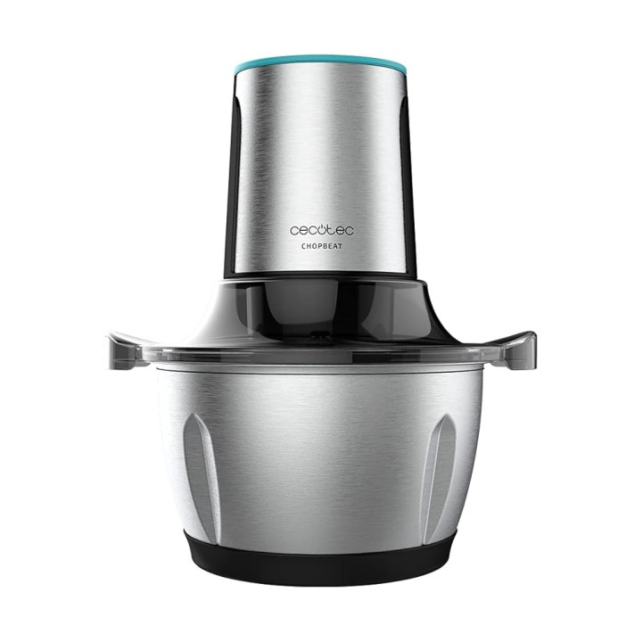 Cecotec ChopBeat 1500 TitanBlack Steel Picadora Electrica - 600W - Cuchillas de Titanio - Bol de 1.5L de Acero Inoxidable - 2 Ve