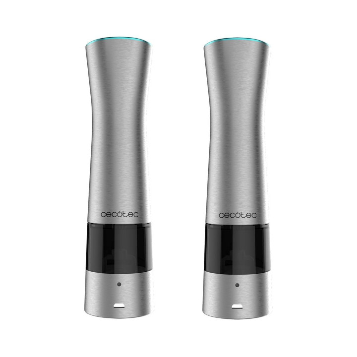 Cecotec InstantMill Press Duo Pack de 2 Molinillos Electricos de Especias - Cuerpo de Acero Inoxidable - Mecanismo Ajustable - V