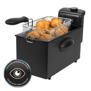 Cecotec CleanFry 3000 Freidora Electrica - Potencia de 2180W - Capacidad 3L - Filtro Incluido - Tapa con Ventana - Acero Inoxida
