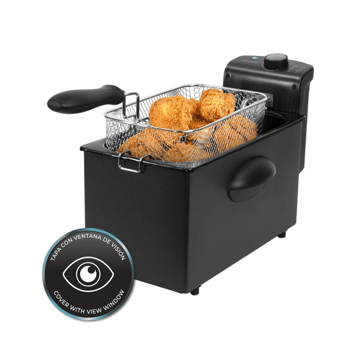 Cecotec CleanFry 3000 Freidora Electrica - Potencia de 2180W - Capacidad 3L - Filtro Incluido - Tapa con Ventana - Acero Inoxida