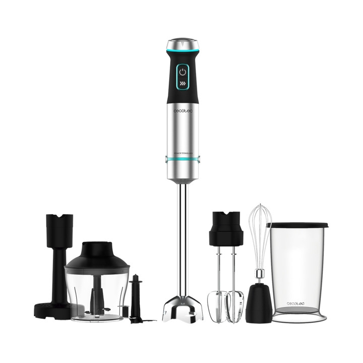 Cecotec Power TitanBlack 1200 XL PerfectCreamandCrush Batidora de Mano - 1200W - Cuchillas de Titanio - Campana Antisalpicaduras