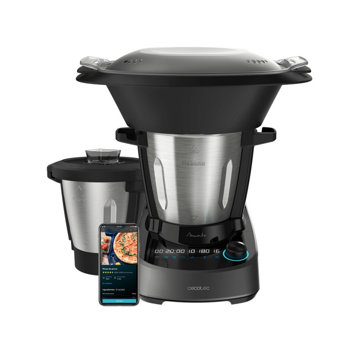 Cecotec Mambo 11090 Habana Robot de Cocina - 1600W - Funciones y Recetas Variadas - Autolimpieza - Jarra Cerramica Antiadherente