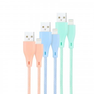 Nanocable Pack de 3 Cables Mallados USB-A Macho a Lightning Macho - Longitud 1m - Colores Pastel Rosa