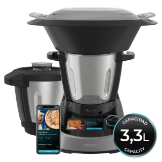 Cecotec Mambo Touch Robot de Cocina - 1600W - Pantalla Tactil TFT 5" - App con Recetas Guiadas - Jarra de Acero Inoxidable - Cap