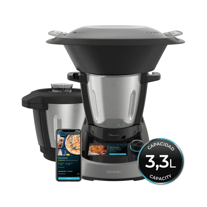Cecotec Mambo Touch Robot de Cocina - 1600W - Pantalla Tactil TFT 5" - App con Recetas Guiadas - Jarra de Acero Inoxidable - Cap