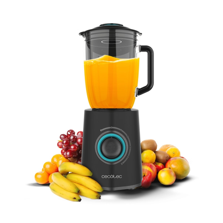 Cecotec Power Black Titanium 2300MAX Mix Go Batidora de Vaso - 2300W - Jarra de 1.5L - 6 Cuchillas Titanio - 5 Velocidades - Fun