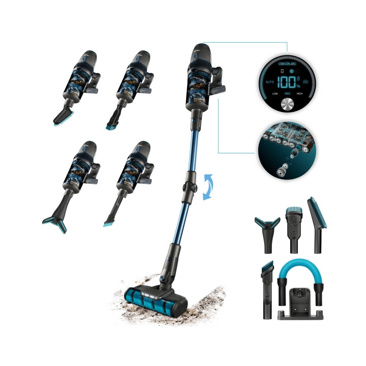 Cecotec Conga Rockstar 11500 Odyssey ErgoFlex Aspirador Escoba Vertical sin Cable - 850W - 30kPa - Autonomia 90min - Cepillo Mot