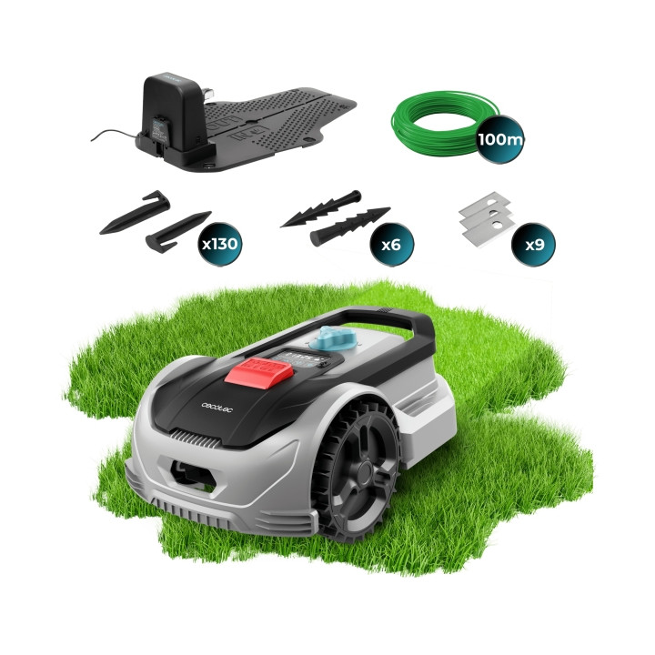 Cecotec Conga GrassHopper 300 Robot Cortacesped Inteligente - Cobertura hasta 300m2 - Adaptacion Automatica a Irregularidades -