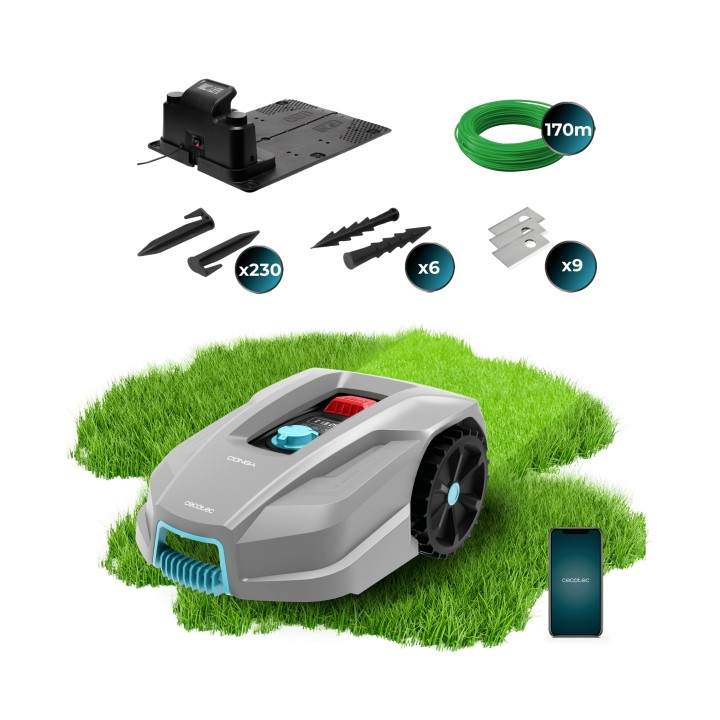 Cecotec Conga GrassHopper 800 Connected Robot Cortacesped Inteligente - Cobertura hasta 800m2 - Resistente al Agua IPX5 - Sensor