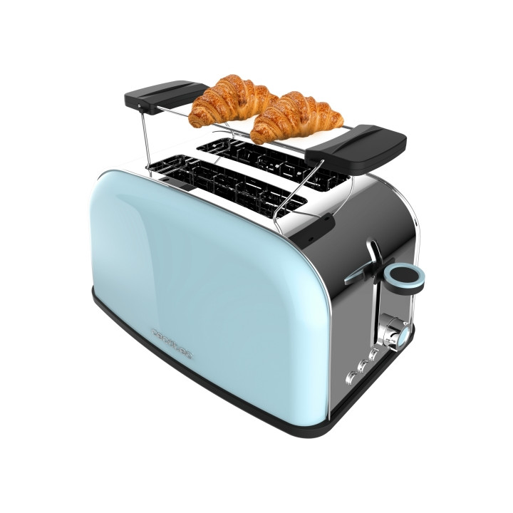 Cecotec Toastin' Time 850 Tostadora de Doble Ranura - 850W - Ranura Ancha - Acero Inoxidable - Autocentrado - Bandeja Recogemiga