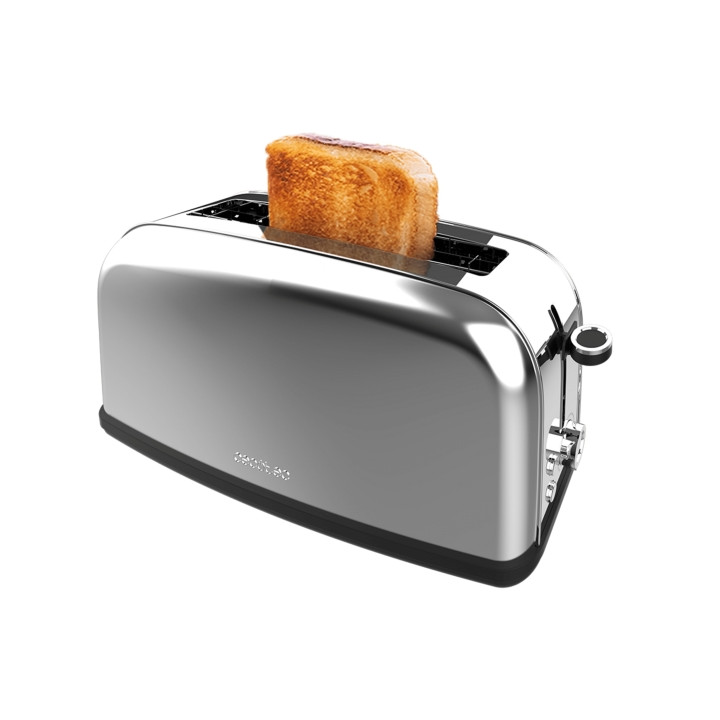 Cecotec Toastin' Time 850 Tostadora de Ranura Larga - 850W - Ranura Ancha hasta 3.8cm - 7 Niveles de Tostado - Sistema de Autoce
