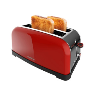 Cecotec Toastin' Time 1500 Tostadora de Doble Ranura Larga - 1500W - Ranura Ancha hasta 3.8cm - Acero Inoxidable - Apagado Autom