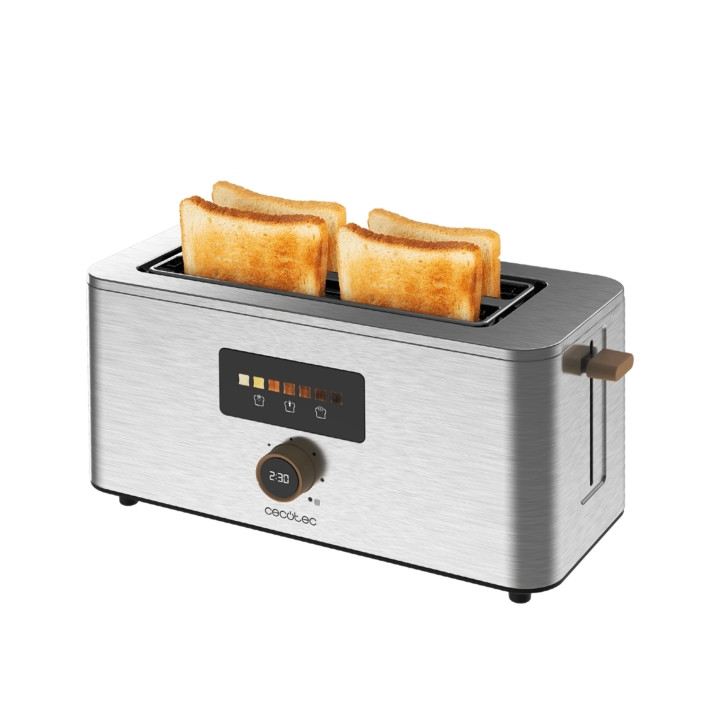 Cecotec TouchandToast Extra Double Tostadora de Doble Ranura Larga - 1500W - Pantalla Tactil a Color - Capacidad 4 Rebanadas - A