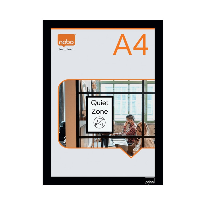 Nobo Pack de 2 Marcos Autoadhesivos Magneticos en Formato A4 - Colocacion en Vertical u Horizontal - Marco de Color Negro