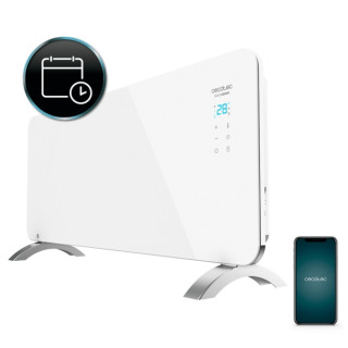 Cecotec Ready Warm 6750 Crystal Connection Convector de Cristal Templado - 2000W - Cobertura hasta 20m2 - Control Wi-Fi con App