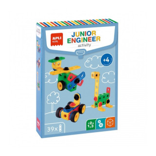 Apli Set Educativo de Construccion - 39 Piezas - Herramienta Incluida - Fichas de Ejemplos - Desarrolla Psicomotricidad Fina y