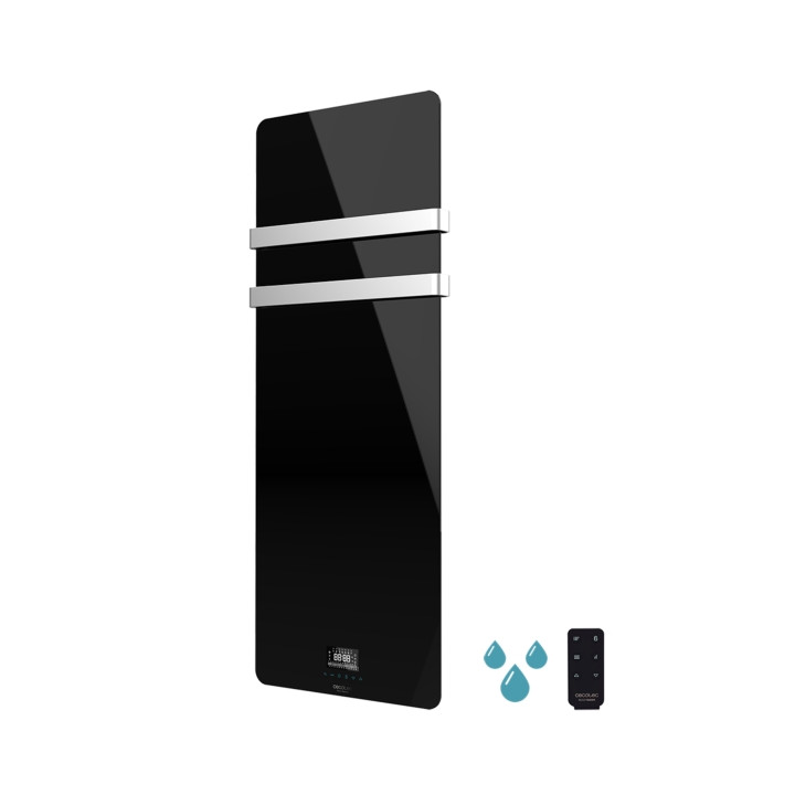 Cecotec ReadyWarm 9880 Toallero Electrico - 850W - Calefactor de Cristal - IP24 - Pantalla LED Tactil - Temporizador Semanal - D