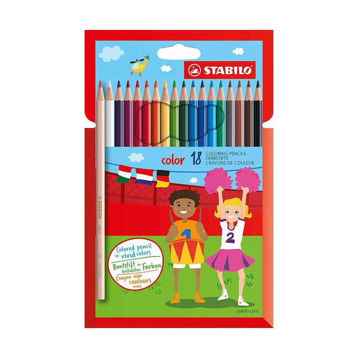 Stabilo Color Pack de 18 Lapices de Colores - Mina de 2.5mm - Ideal para el Colegio - Colores Surtidos