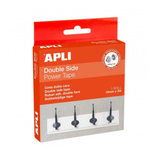 Apli Cinta Adhesiva Doble Cara Power - Soporta hasta 100 kg - Resistente y Duradera - Adhesion Instantanea - Ideal para Superfi