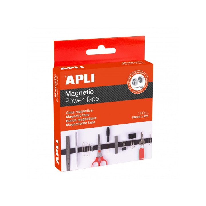 Apli Cinta Adhesiva Magnetica - Adhesivo por un Lado - Magnetico por el Otro - Facil de Cortar - Ideal para Manualidades y Fija