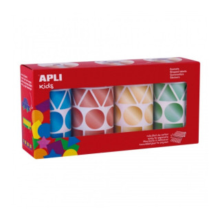 Apli Pack con 4 Rollos de Gomets Geometricos - 1081 Gomets por Rollo - Adhesivo Permanente - 4.324 Gomets en Total - Ideales pa