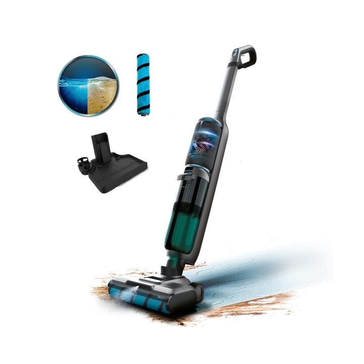 Cecotec FreeGo Wash and Vacuum Spray Fregona Electrica - 250W - Funcion Aspirador - Autonomia 35min - Pantalla Digital - Sistema