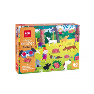 Apli Puzle Secreto de Perros - Diseño Infantil y Colorido - Incluye Gafas Magicas y Poster - Piezas Resistentes y Seguras - Fo