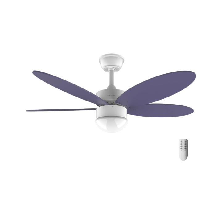 Cecotec EnergySilence Aero 4260 Purple Ventilador de Techo con 5 Aspas Reversibles y Luz LED Integrada - 40W - Diametro de 42" -