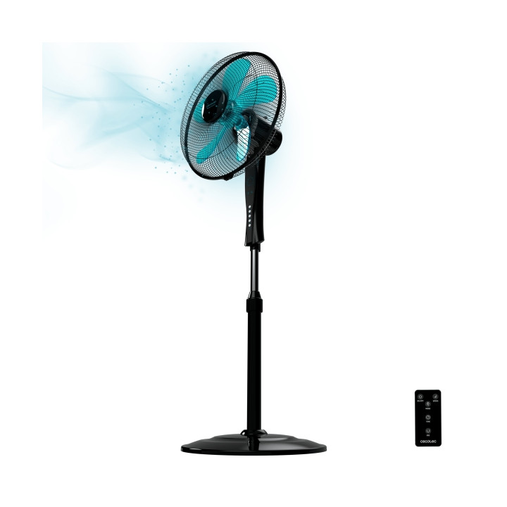 Cecotec EnergySilence 530 Power Connected Ventilador de Pie con 5 Aspas - 50W - Diametro 40cm - Panel LED - 3 Velocidades - Temp