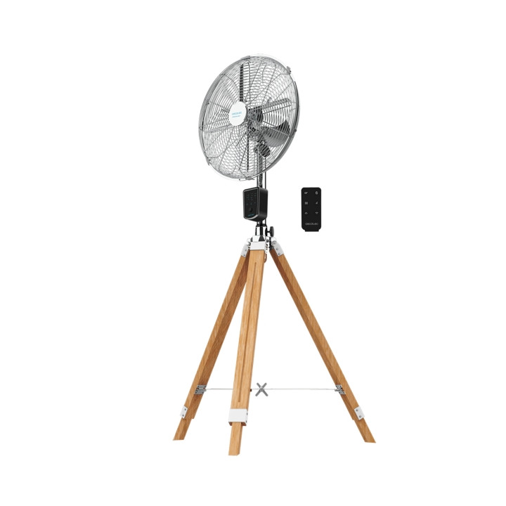 Cecotec EnergySilence 1600 Woody Smart Ventilador de Pie con 4 Aspas - 50W - Diametro de 40cm - 3 Velocidades - Temporizador - A