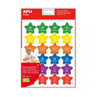 Apli Bolsa de Gomets Motivacionales - Adhesivo Removible - 288 Gomets - 6 Estilos de Estrellas con Frases - Adhesivo Base Agua